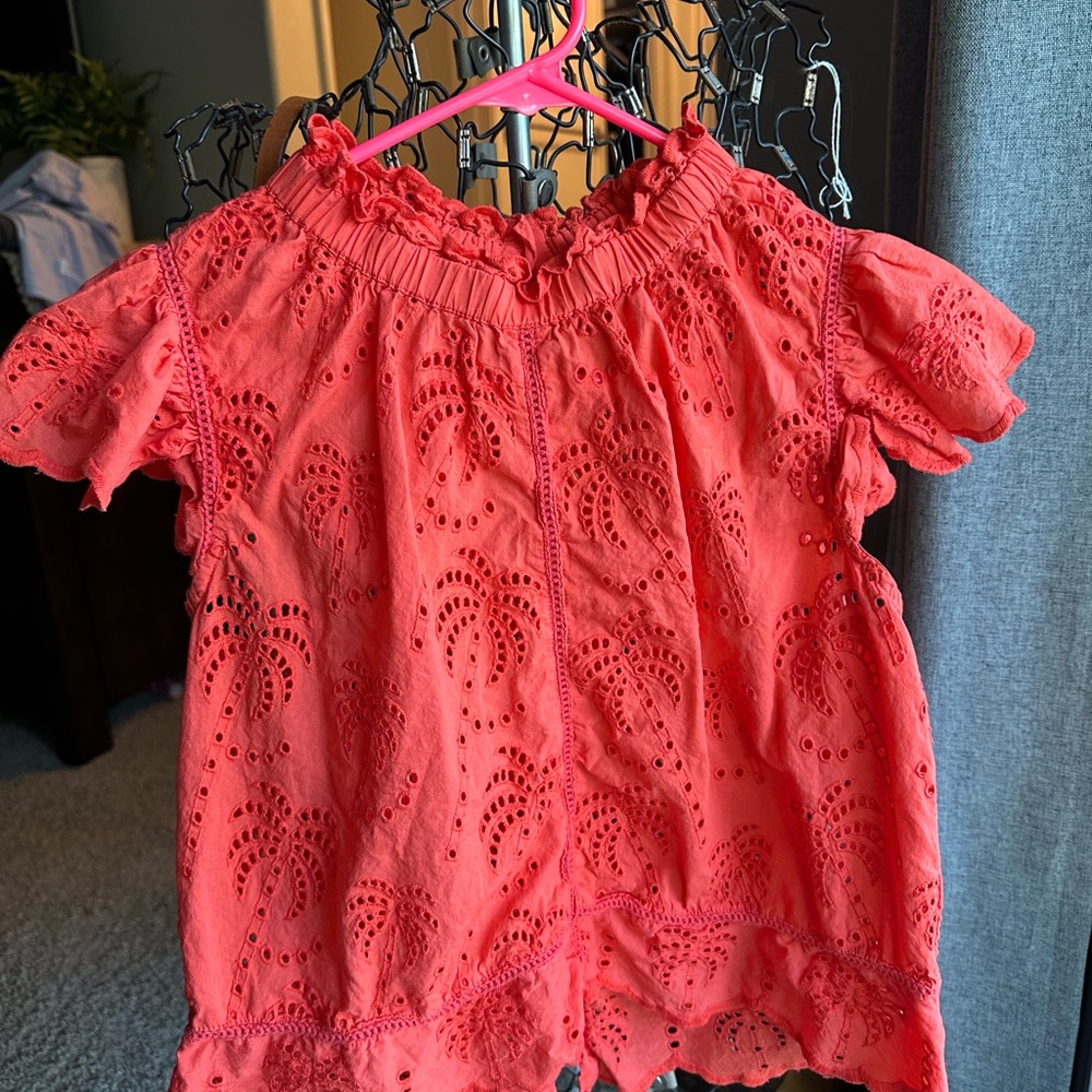 Women’s Coral Eyelet Top